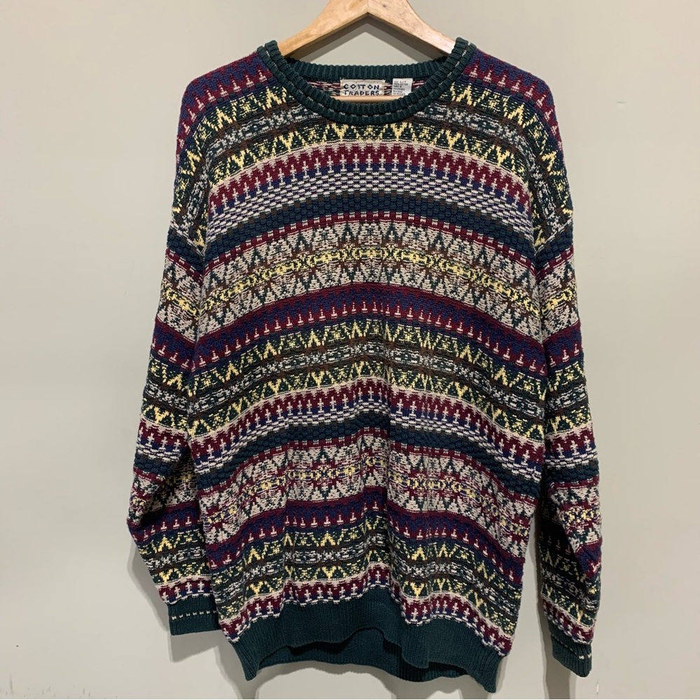 VTG Men's 90s Multicolor Coogi Cosby Biggie Sweater Cotton Traders Sz Large